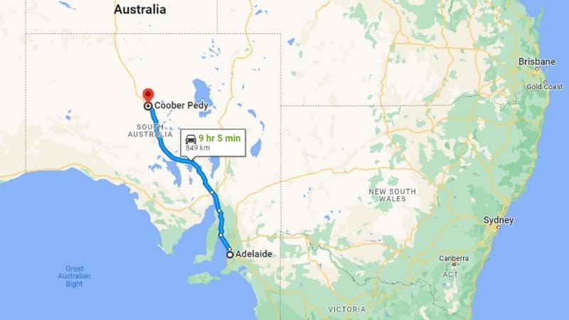 Adelaide To Coober Pedy Map 