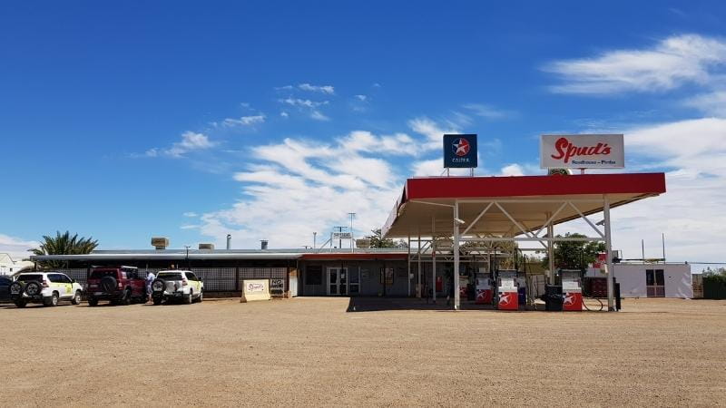 Stop at Spud's Roadhouse Pimba during your Adelaide to Coober Pedy road trip
