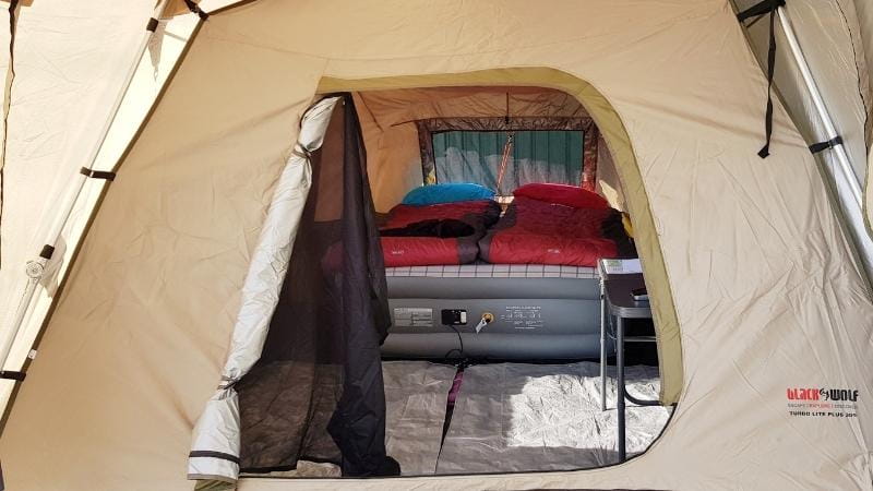 Tent setup in caravan park