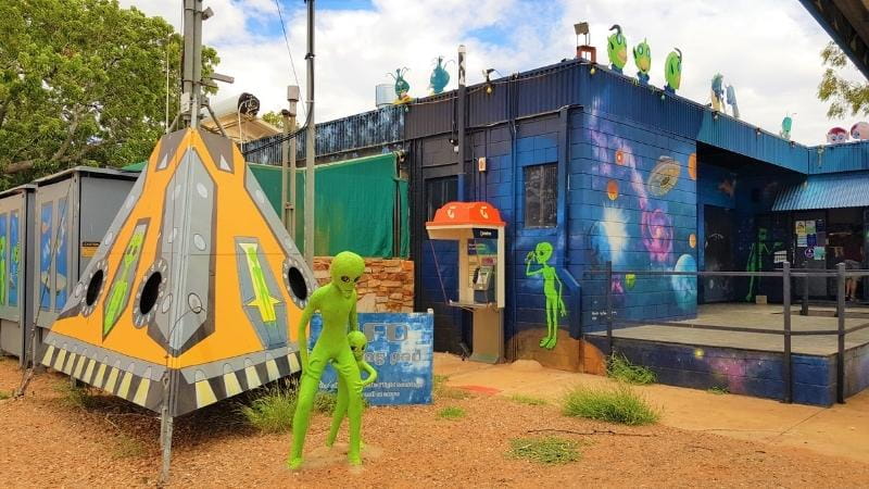 See aliens at the quirky Wycliffe Well Roadhouse on your Darwin to Alice Springs road trip