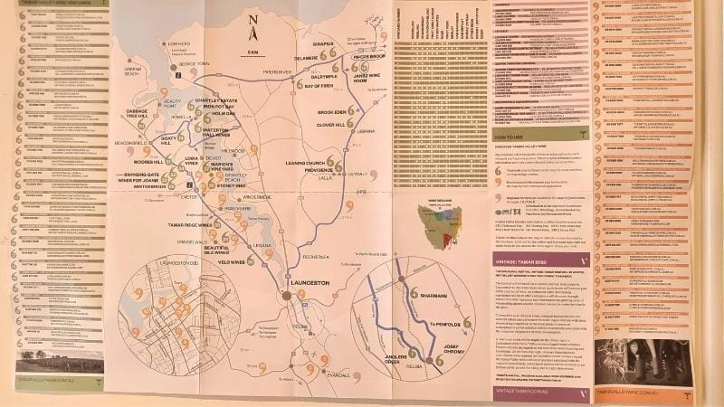 Tamar Valley wine trail map
